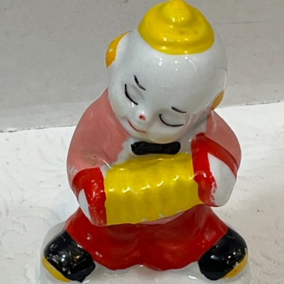 VTG 3 Piece Ceramic CLOWN BAND Figurines Violin Accordion Horn Musicians 3" - Picture 11 of 15
